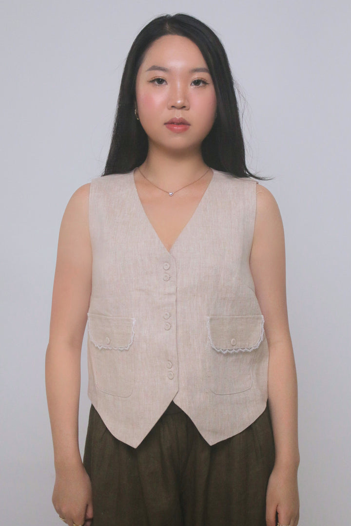 Eloise 100% Linen Vest Shirt