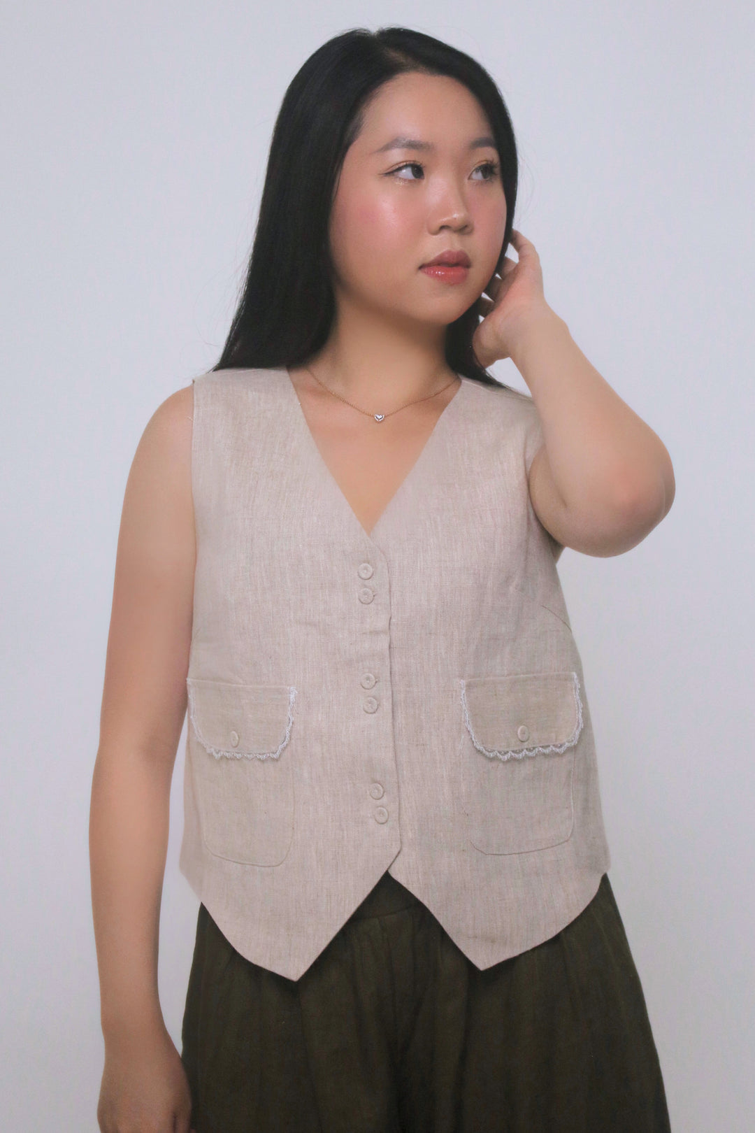 Eloise 100% Linen Vest Shirt