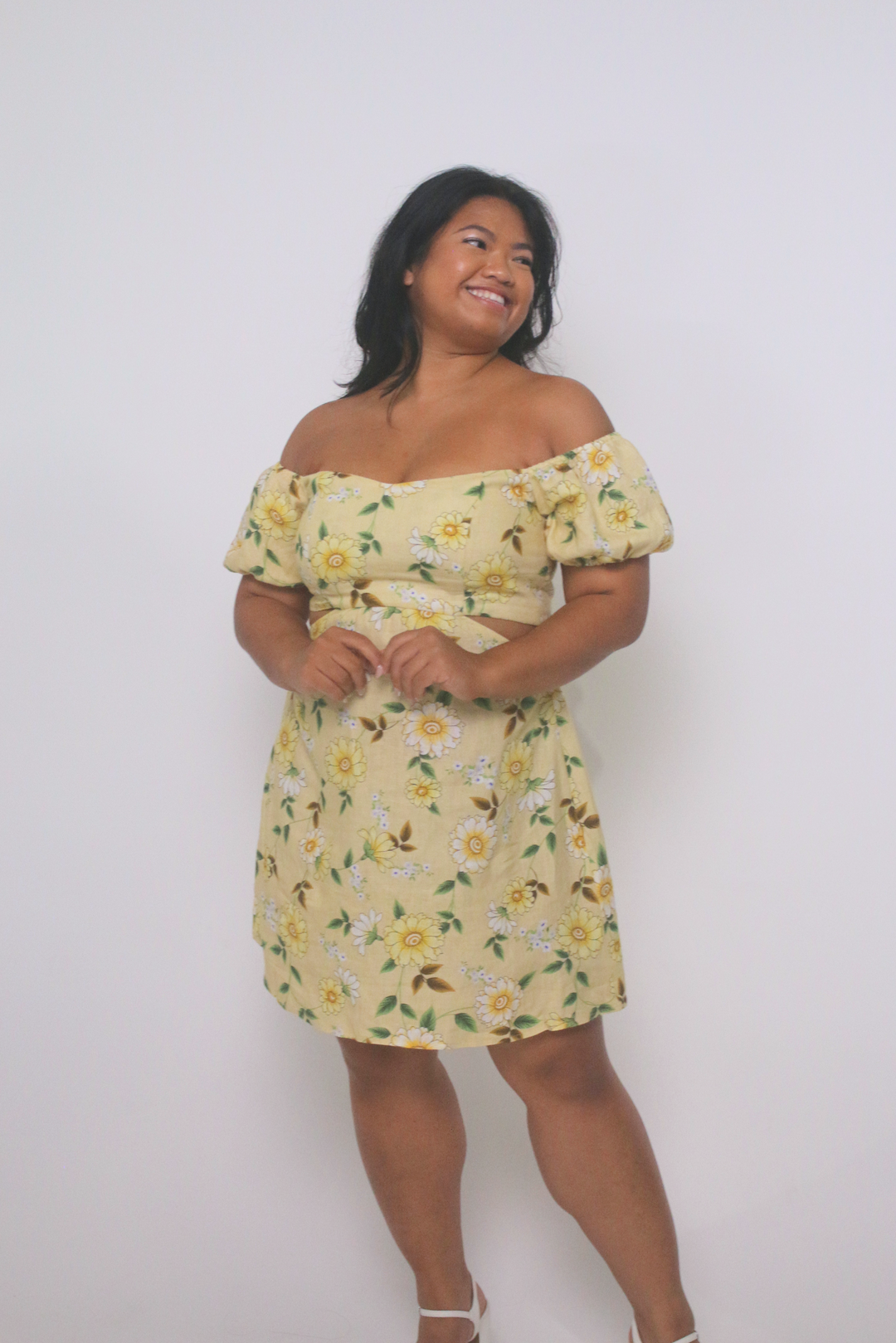 June 100% Floral Mini Dress with Cutouts