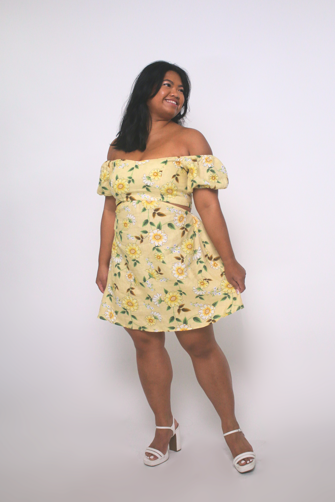 June 100% Floral Mini Dress with Cutouts