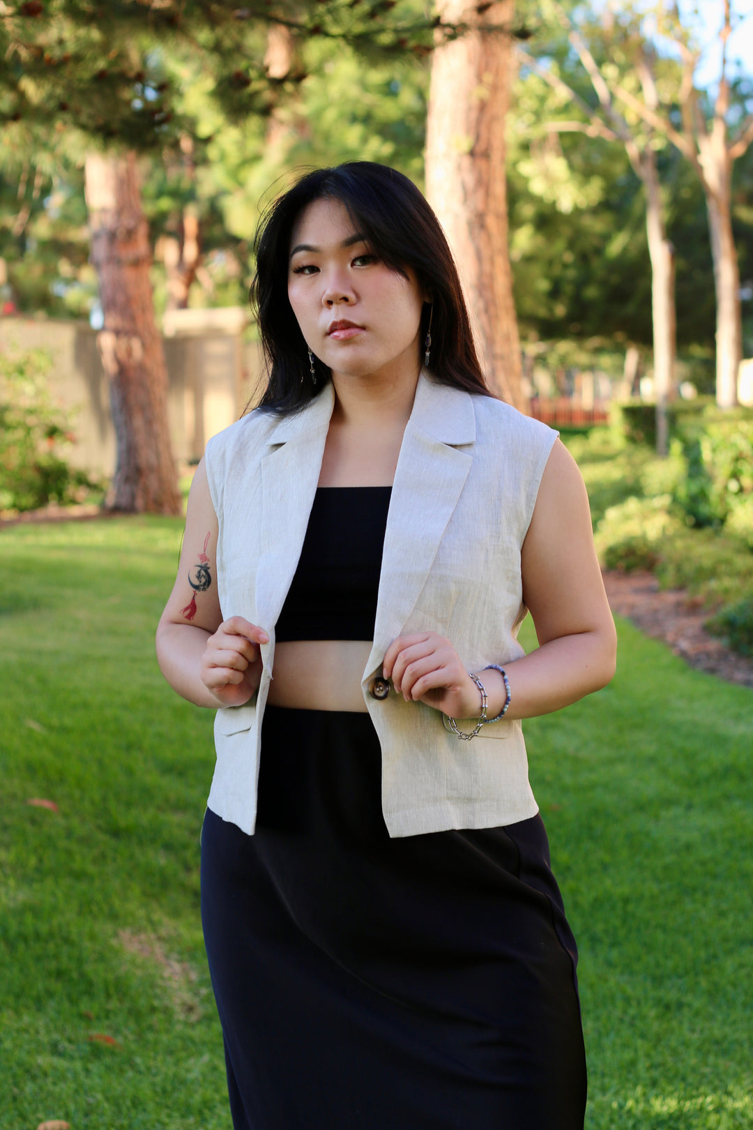 Lauren 100% Linen Collared Vest Shirt