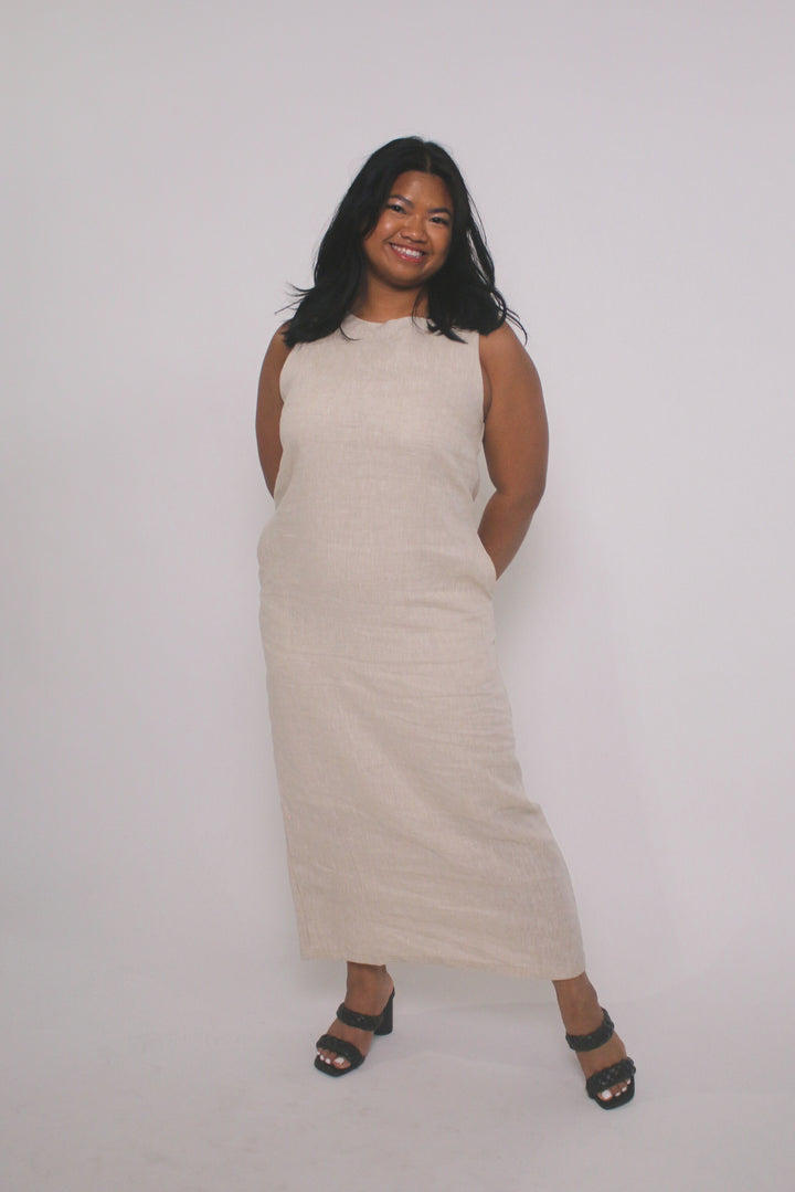 Paige 100% Linen Halter Dress