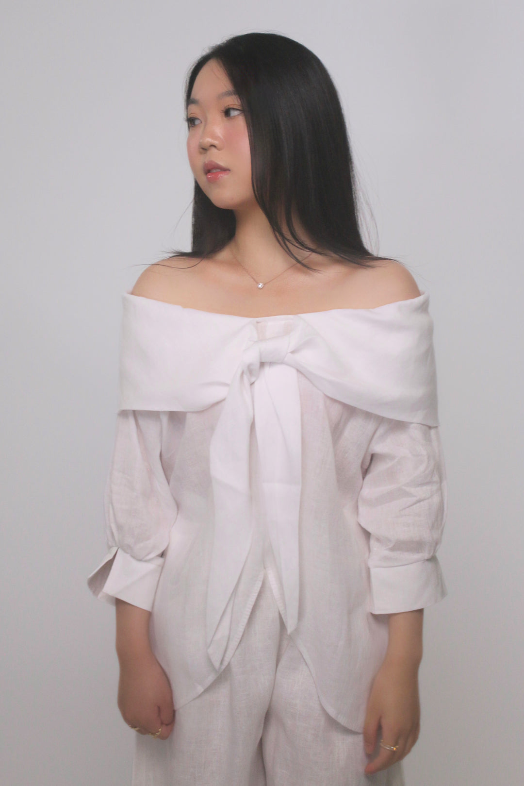 Vivian 100% Linen Off-The-Shoulder Blouse